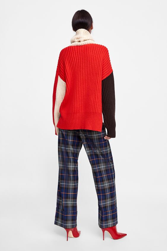 Image 5 of COLOUR BLOCK CABLE-KNIT SWEATER from Zara