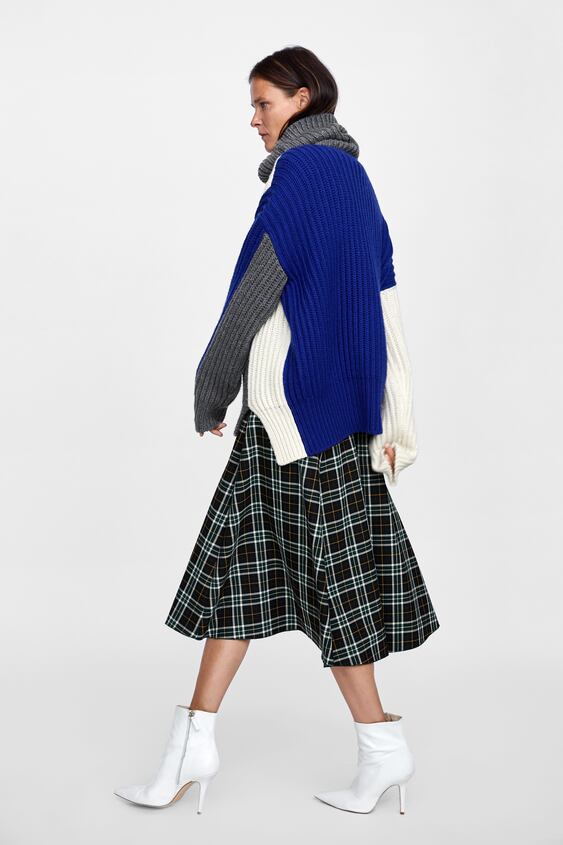 Image 3 of COLOUR BLOCK CABLE-KNIT SWEATER from Zara