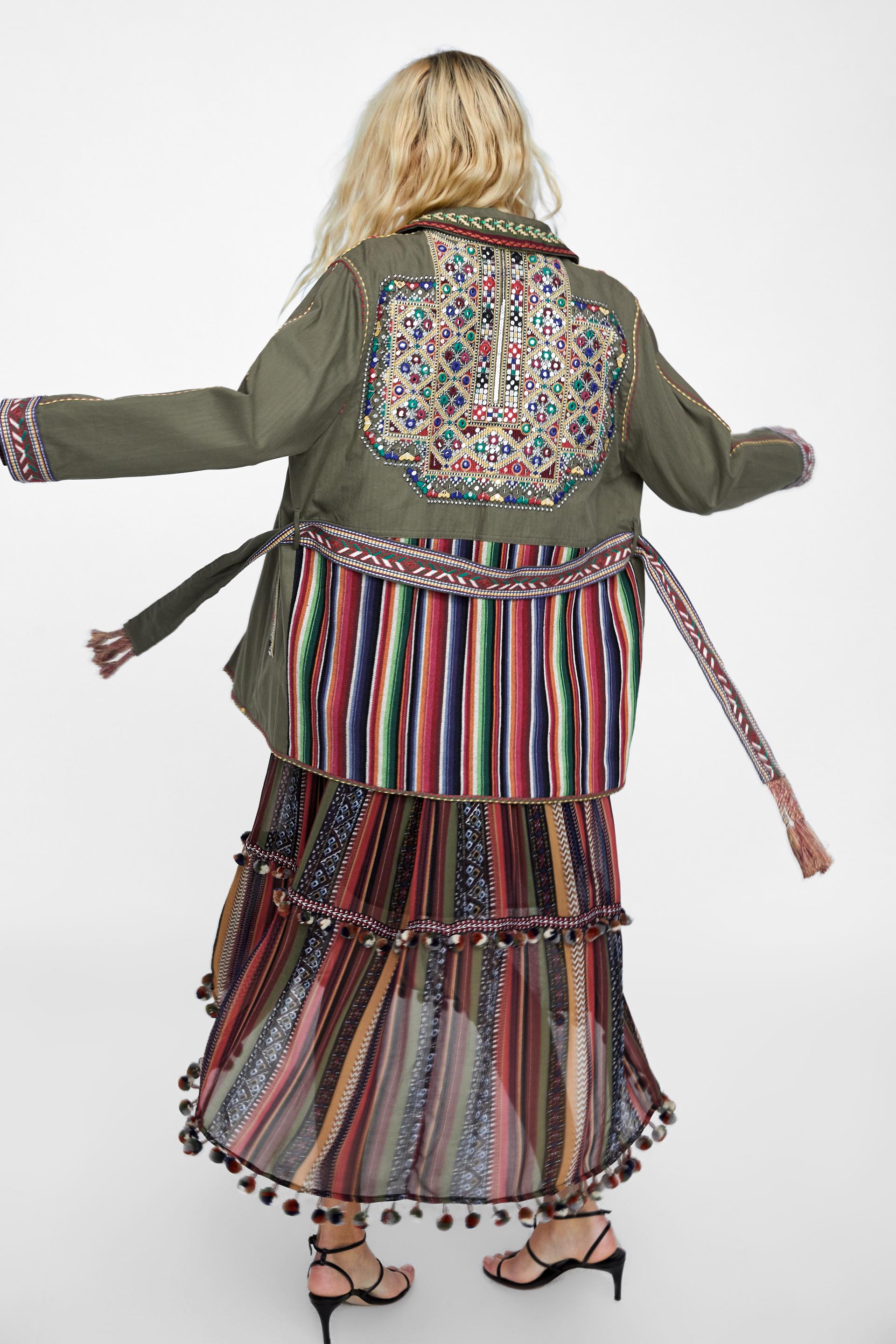 Image 3 of EMBROIDERED PARKA WITH MIRROR BEAD DETAILS from Zara