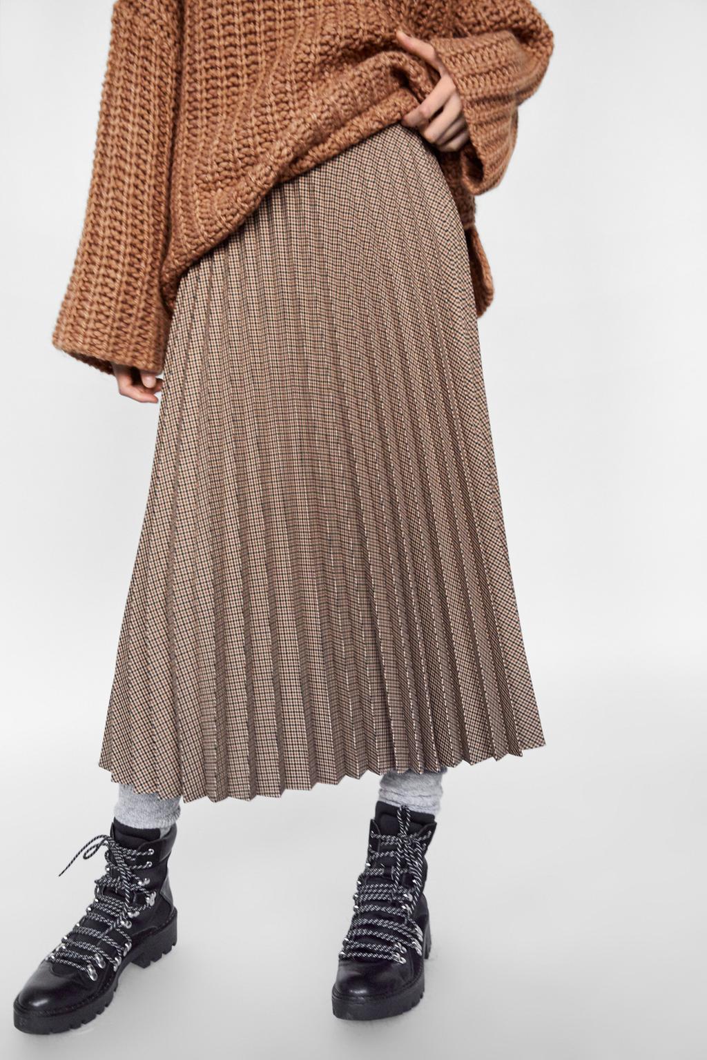 Image 2 of PLEATED CHECK SKIRT from Zara