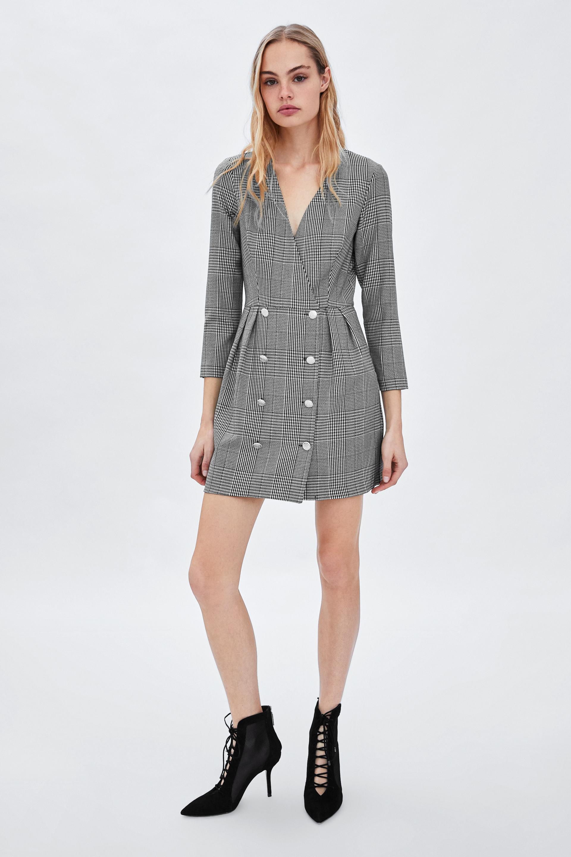 Image 1 of DOUBLE BREASTED PLAID DRESS from Zara