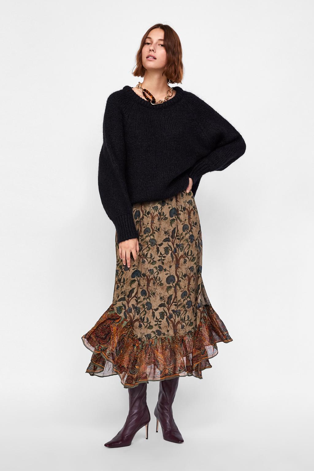 Image 1 of FRILLED MIDI SKIRT from Zara