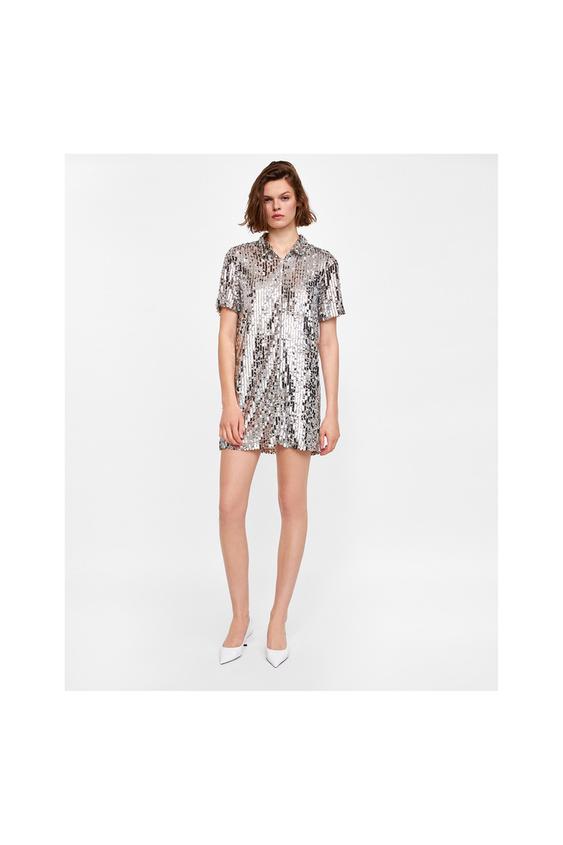Image 1 of SEQUINNED SHIRT DRESS from Zara