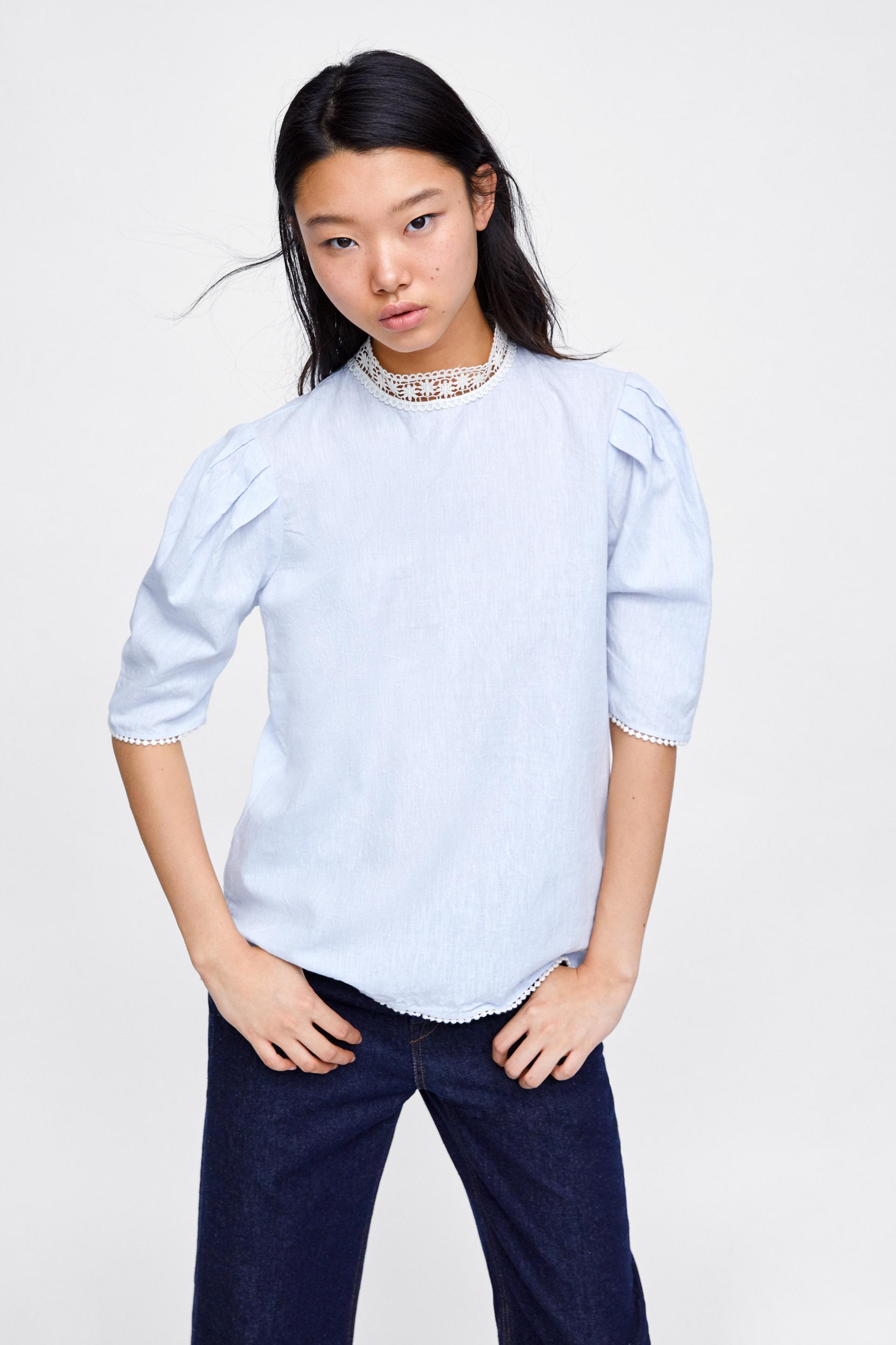 Bluse Mit Spitzenkragen Blusen Hemden Und Blusen Damen