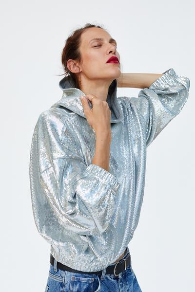 Image 2 of SEQUINNED HOODIE from Zara