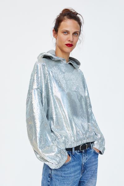Image 4 of SEQUINNED HOODIE from Zara