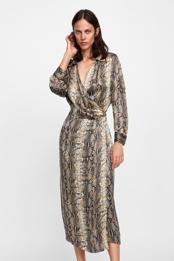 Image 1 of SNAKESKIN PRINT SHIRT DRESS from Zara