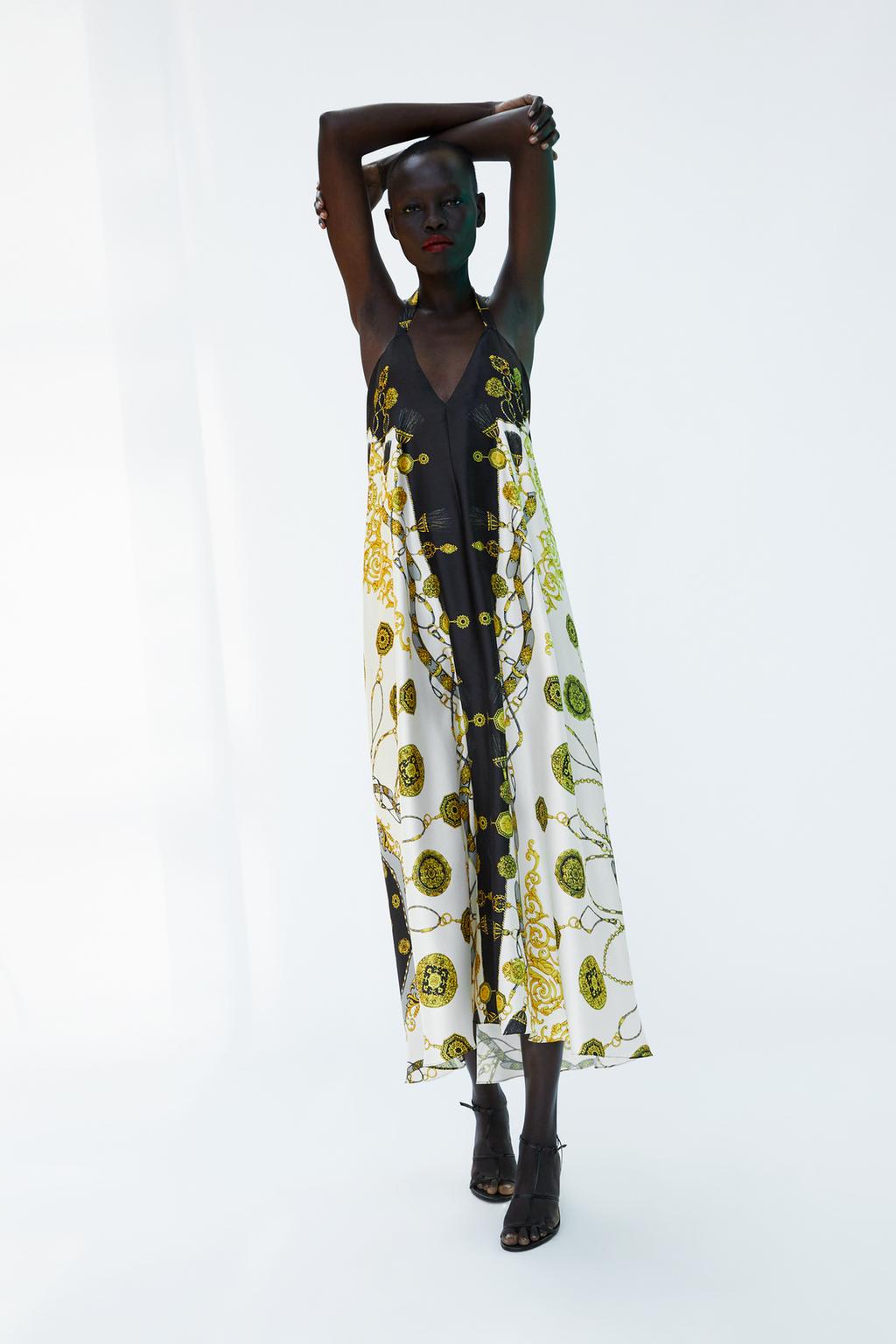 Image 1 of CHAIN PRINT MIDI DRESS from Zara