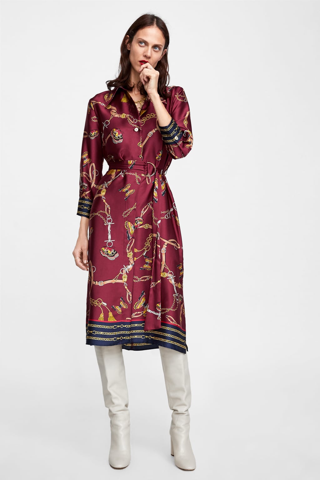 Image 1 of CHAIN PRINT SHIRT DRESS from Zara
