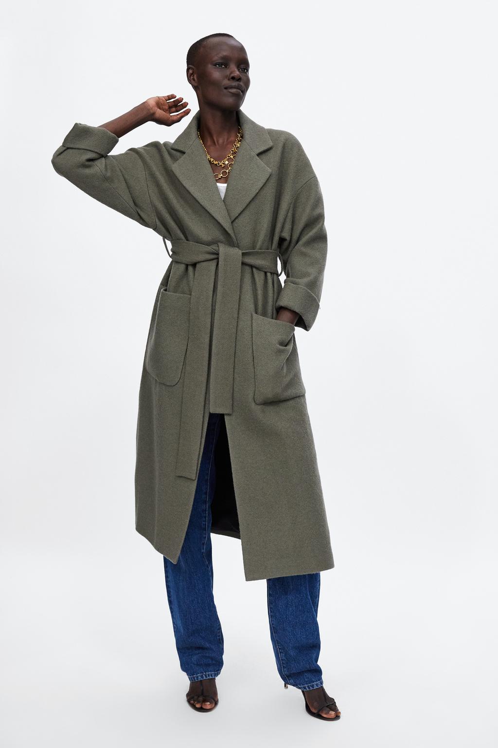 Image 1 of LONG COAT WITH BELT from Zara