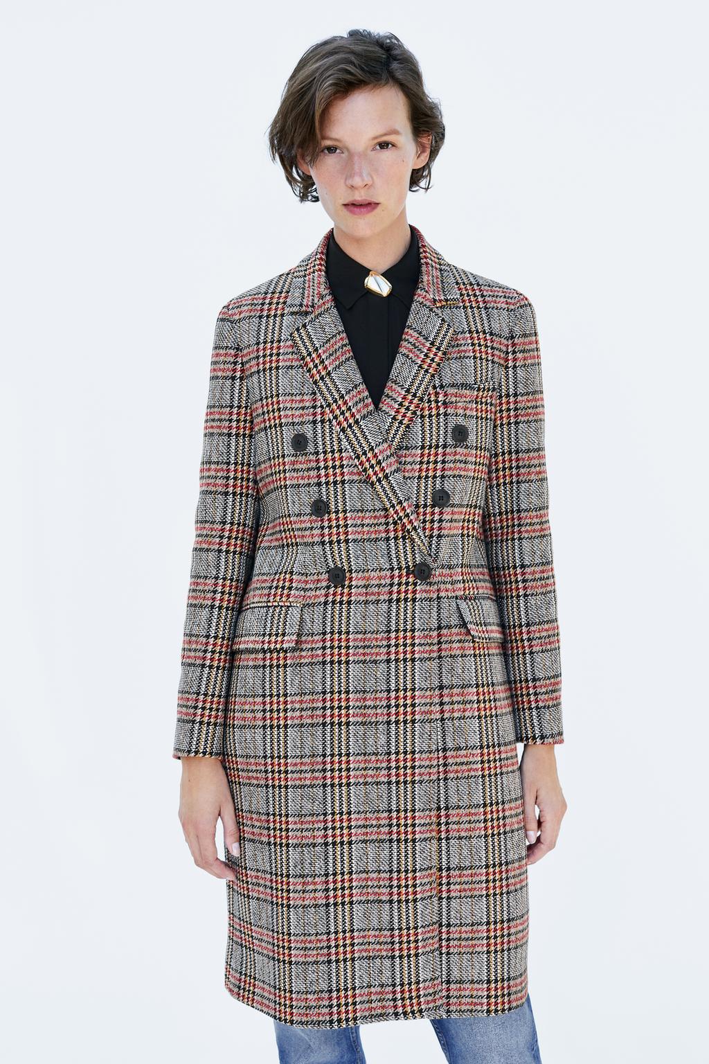 Image 2 of DOUBLE-BREASTED PLAID COAT from Zara