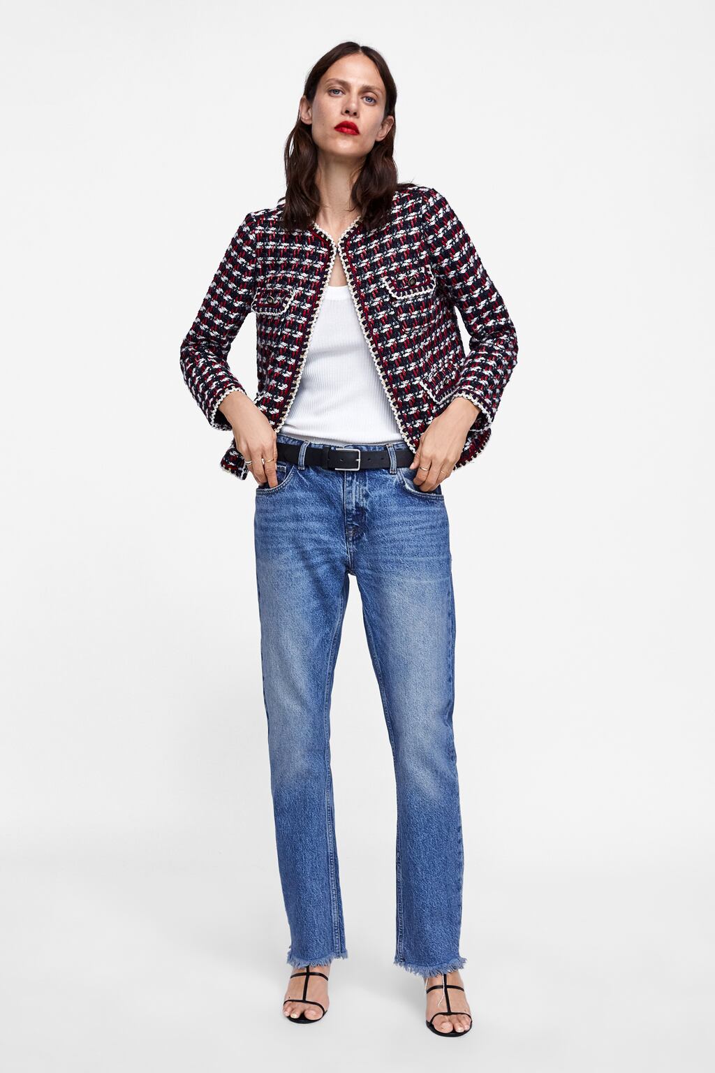 Image 1 of TEXTURED BLAZER WITH FRAYED TRIMS from Zara
