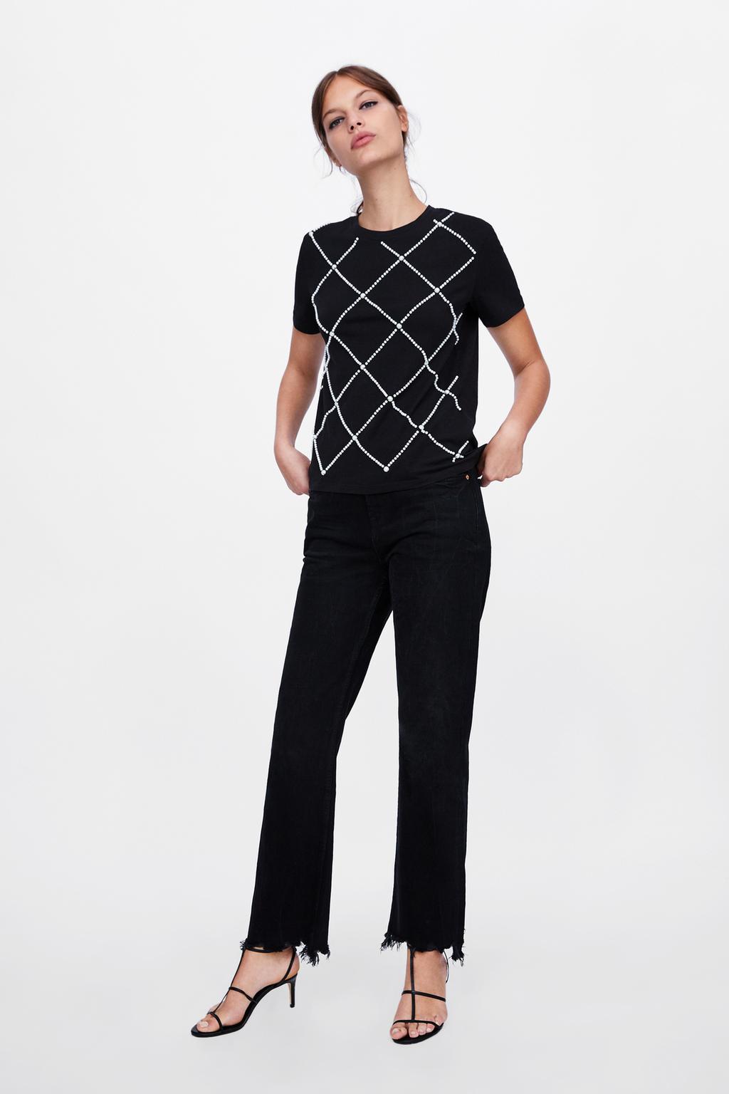 Imagen 1 de CAMISETA ROMBOS PERLAS de Zara