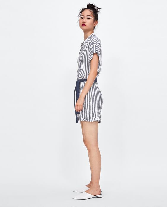Image 3 of STRIPED JUMPSUIT WITH BELT from Zara