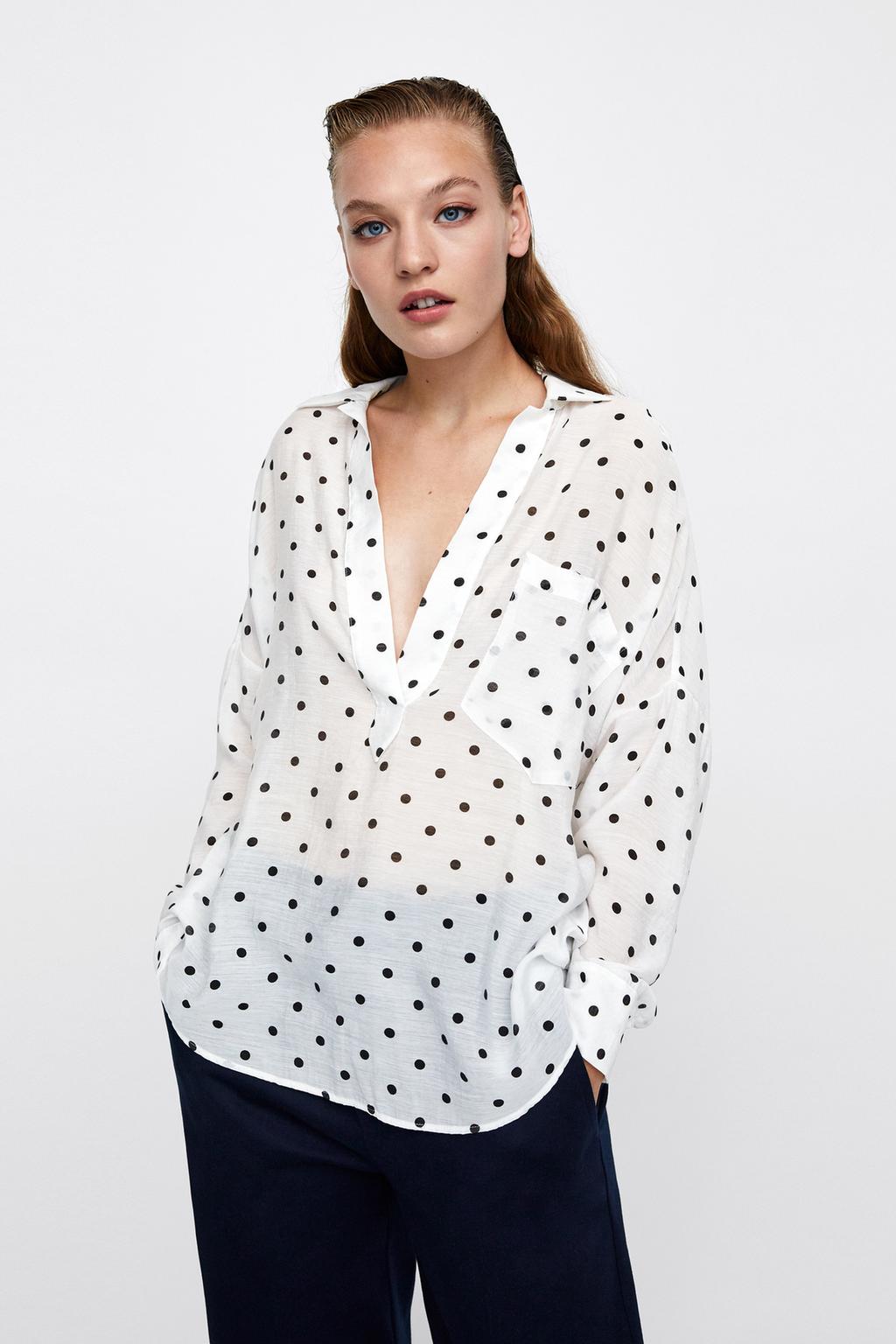 ZdjÄcie 2 KOSZULA OVERSIZE W KROPKI z Zara