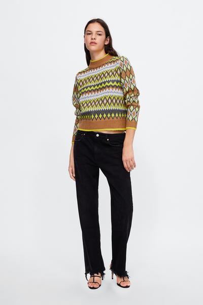 Image 1 of METALLIC THREAD JACQUARD SWEATER from Zara