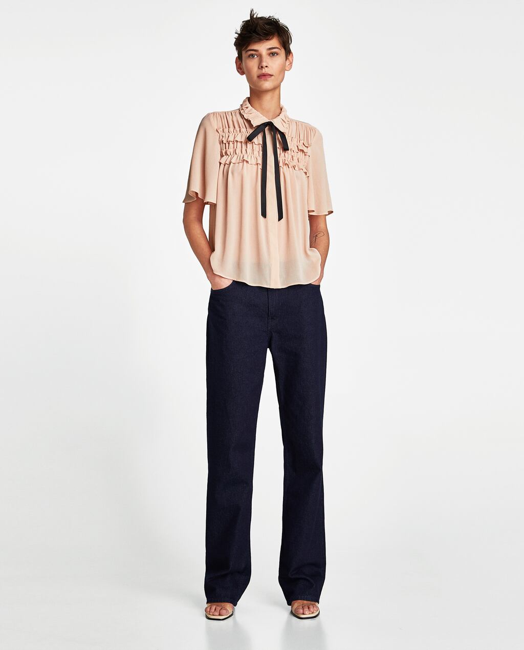 Image 1 of RUFFLED BLOUSE WITH BOW from Zara