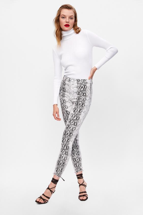 Image 1 of JEANS ZW PREMIUM HIGH WAIST SNAKE PRINT from Zara
