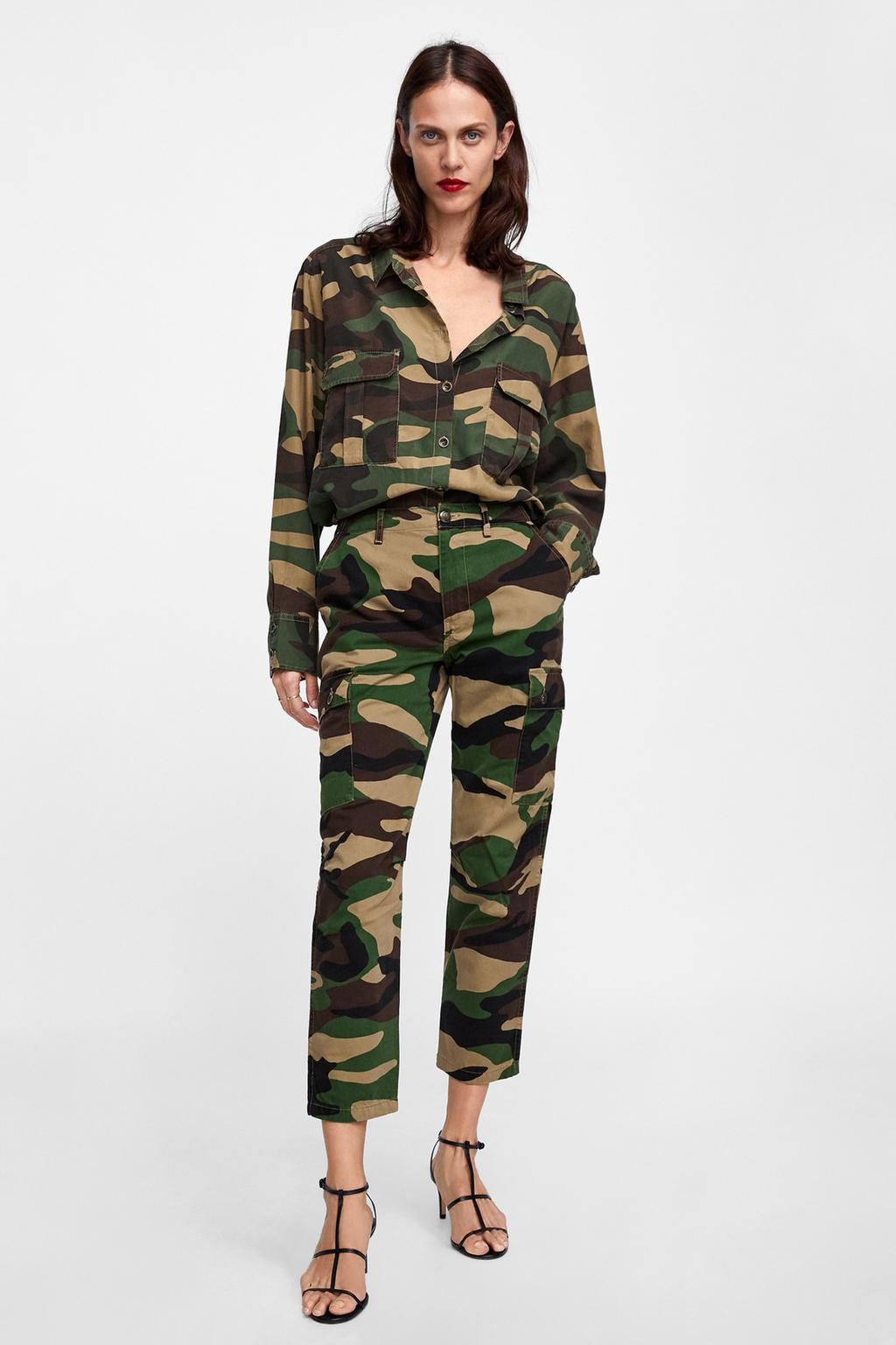 Image 1 of ZW PREMIUM STRAIGHT CARGO CAMOUFLAGE JEANS from Zara