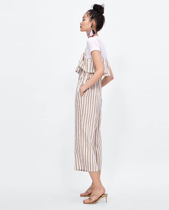 Image 3 of STRIPED CULOTTE JUMPSUIT from Zara
