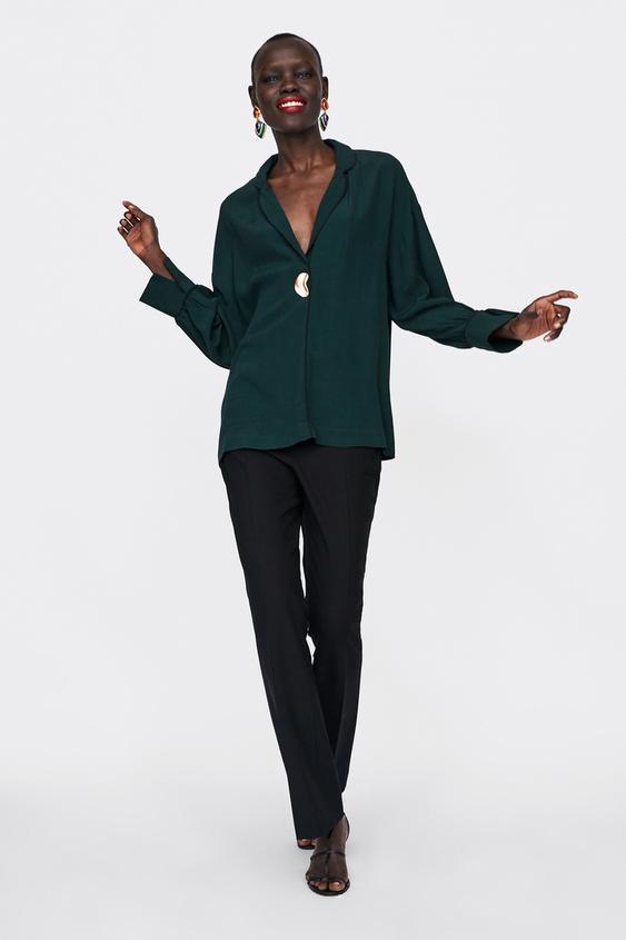 shirt with contrasting piping shirts blouses woman sale zara