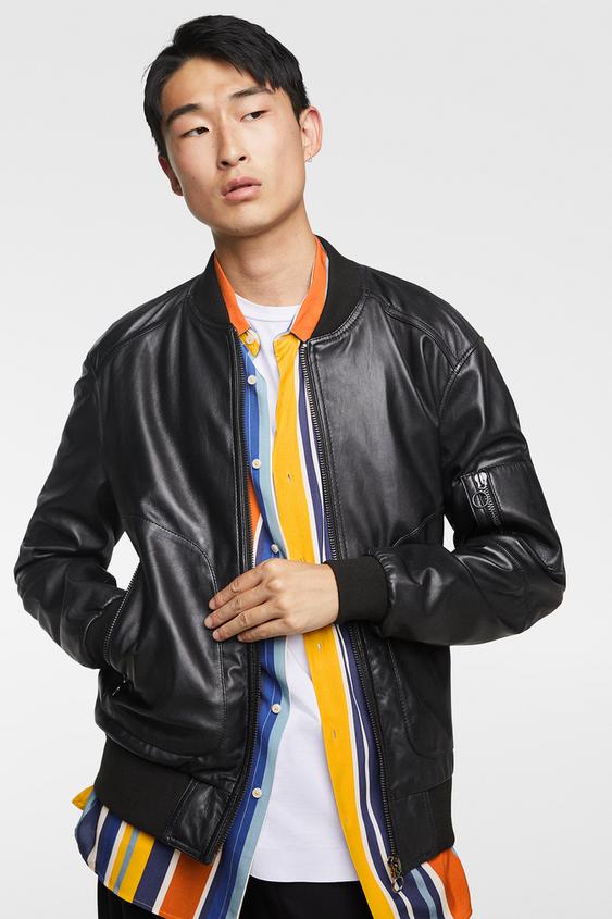 Men S Leather Jackets New Collection Zara Canada Leather Er Jacket