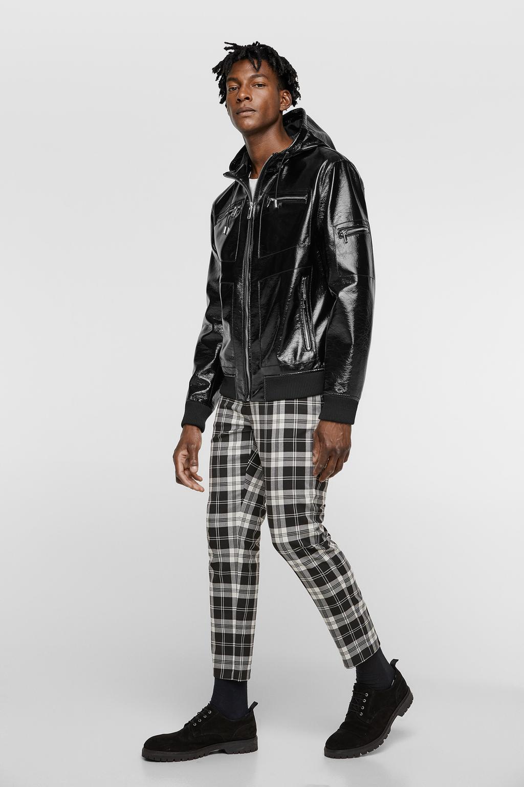Faux Leather Jacket With Hood View All Jackets Man Zara United Image 1 Of Faux Leather Jacket With Hood From Zara
