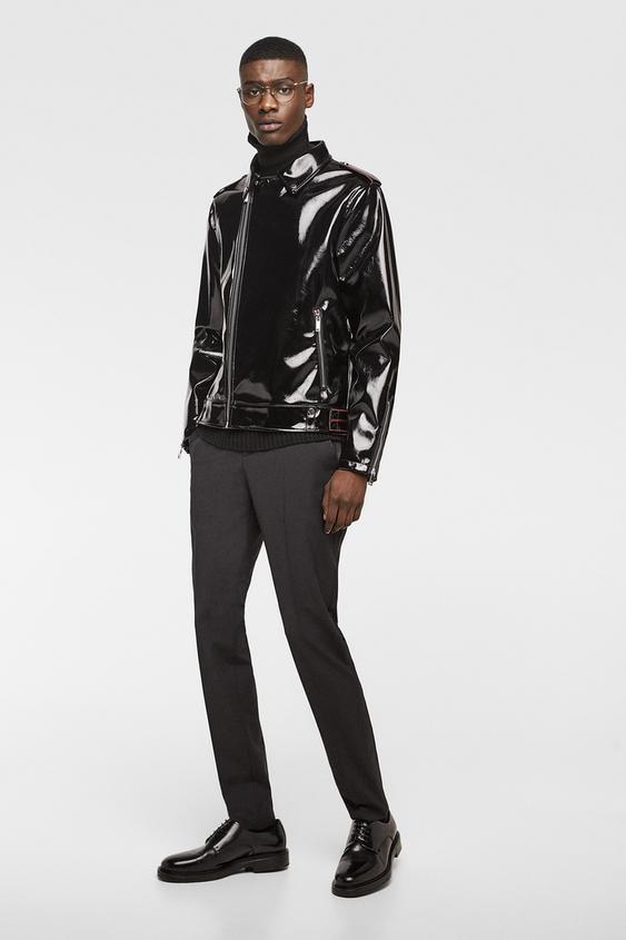 Vinyl Biker Jacket Faux Leather Jackets Man Zara Spain Image 1 Of Vinyl Biker Jacket From Zara