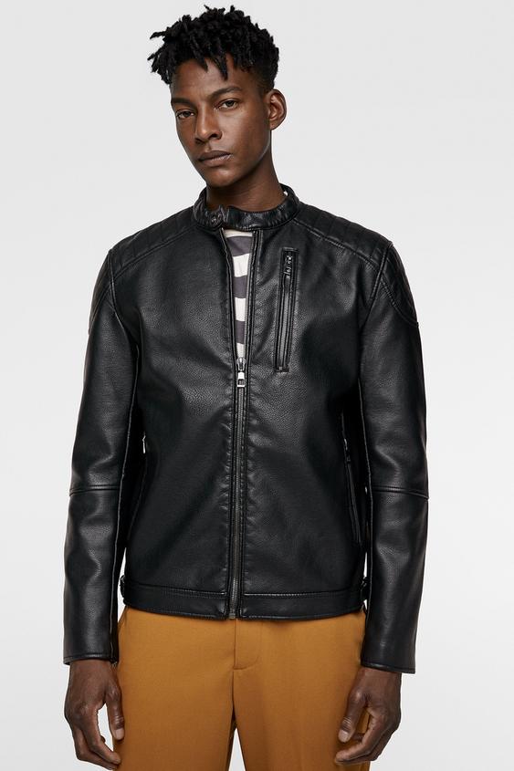 Men S Faux Leather Jackets New Collection Zara United States Biker Jacket With Quilted Shoulders Item Available In More Colors