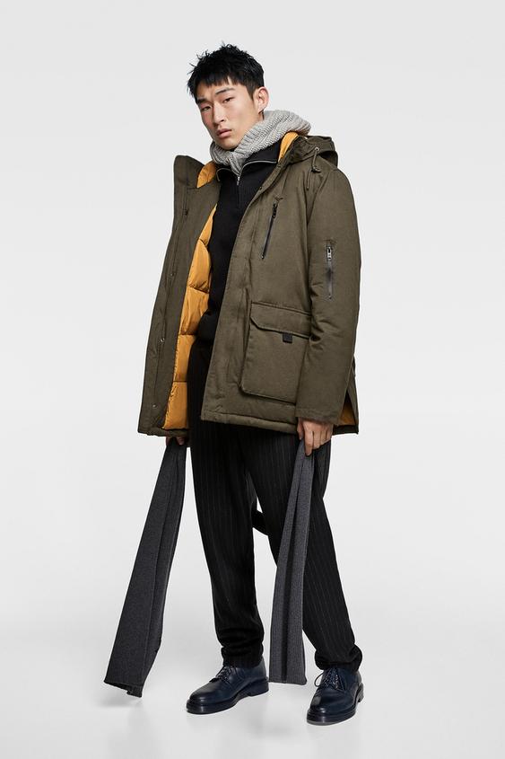 Contrast Padded Jacket View All Jackets Man Zara United Kingdom Image 1 Of Contrast Padded Jacket From Zara