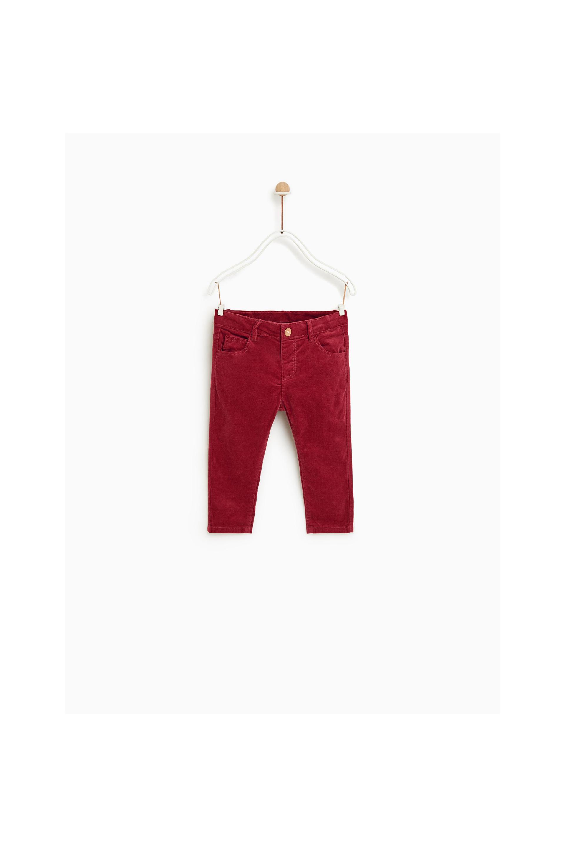 CORDUROY TROUSERS - Burgundy | ZARA 