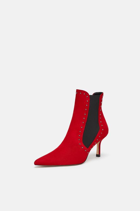 Image 5 of HIGH HEEL LEATHER ANKLE BOOTS WITH STUDS from Zara