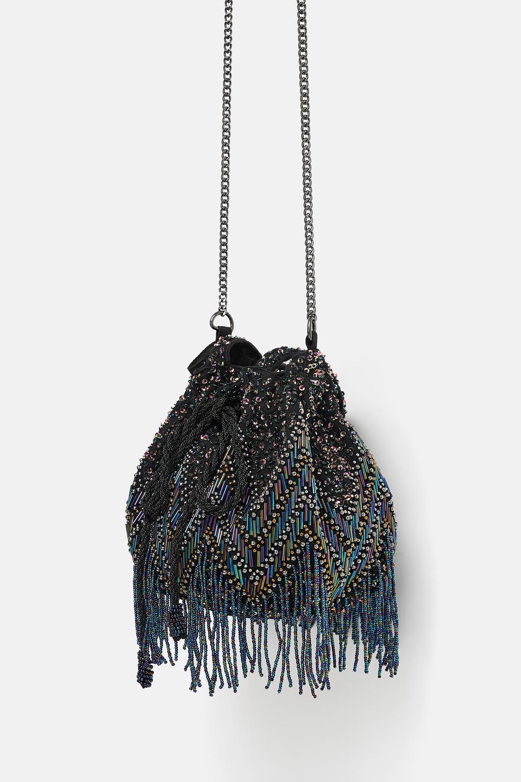 Image 1 of MULTICOLORED FRINGED MINI CROSSBODY BAG from Zara