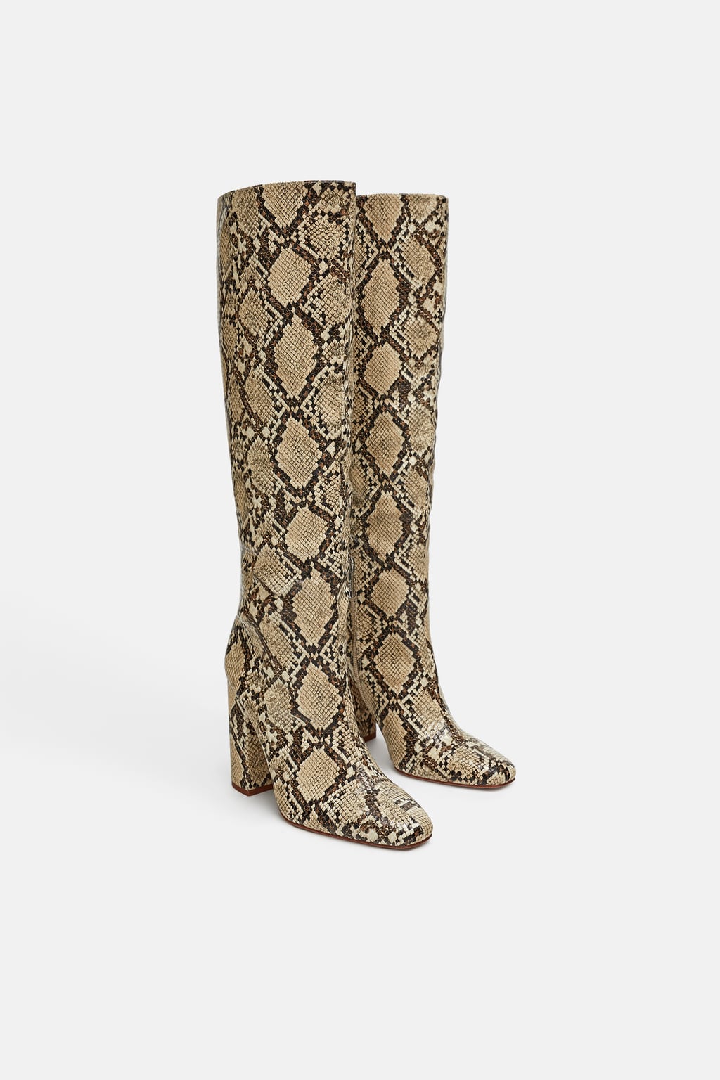 Image 1 of SNAKESKIN PRINT HEELED BOOTS from Zara