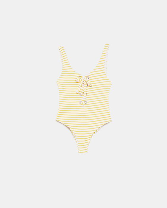 Image 6 of STRIPED LACE-UP SWIMSUIT from Zara
