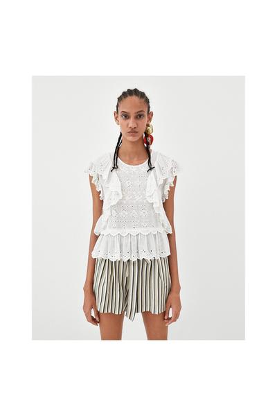 ZdjÄcie 2 TOP W STYLU ROMANTYCZNYM Z ÅÄCZONYCH TKANIN z Zara