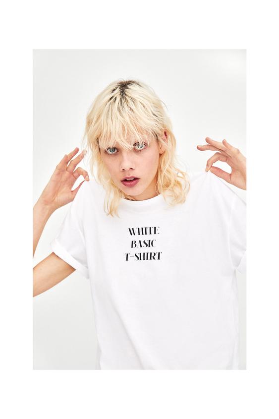 Image 3 of BASIC T-SHIRT WITH SLOGAN from Zara