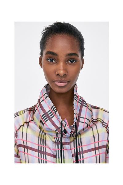 Image 5 of ORGANZA-EFFECT CHECKED PARKA from Zara