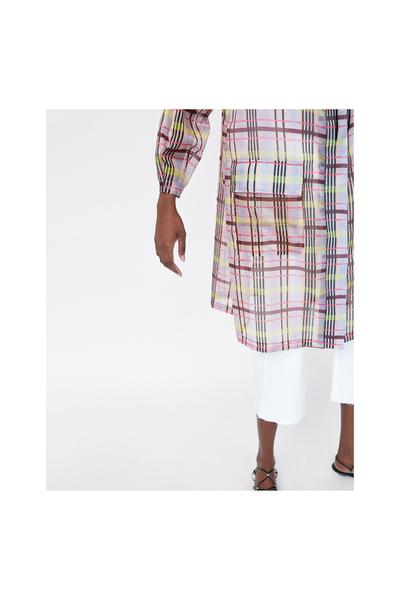 Image 7 of ORGANZA-EFFECT CHECKED PARKA from Zara