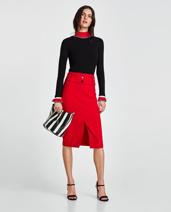 Image 1 of TOPSTITCHED PENCIL SKIRT from Zara
