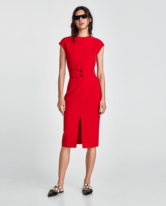 Image 1 of DRESS WITH CONTRASTING TOPSTITCHING from Zara