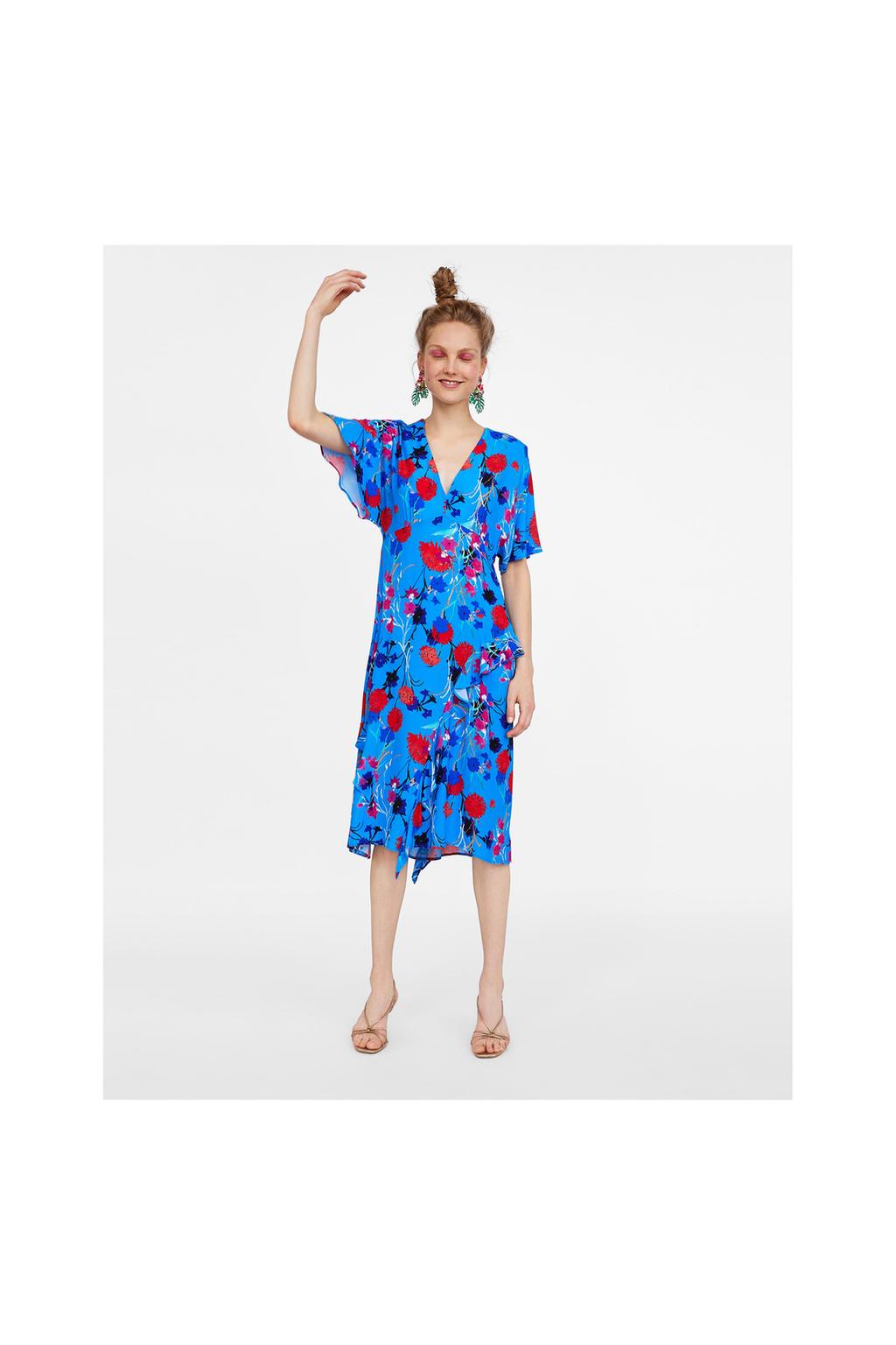 Image 1 of PRINTED DRESS WITH FRILLS from Zara