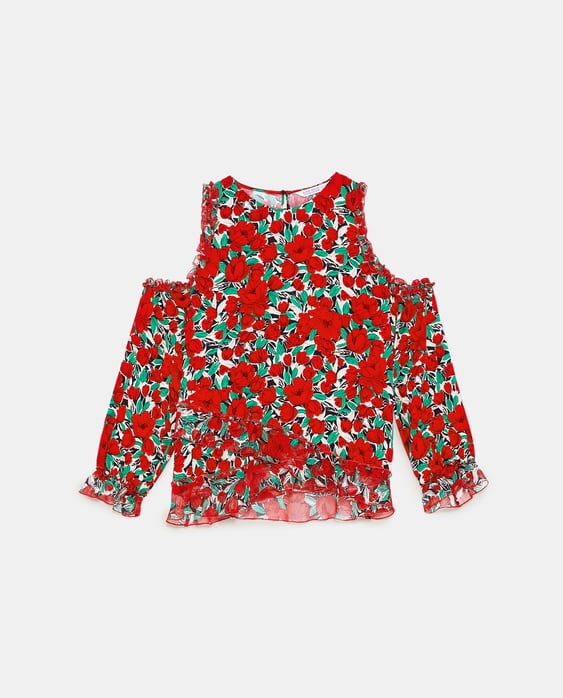 Image 8 of PRINTED BLOUSE WITH FRILL from Zara