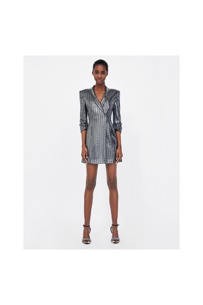Image 1 of METALLIC BLAZER DRESS from Zara