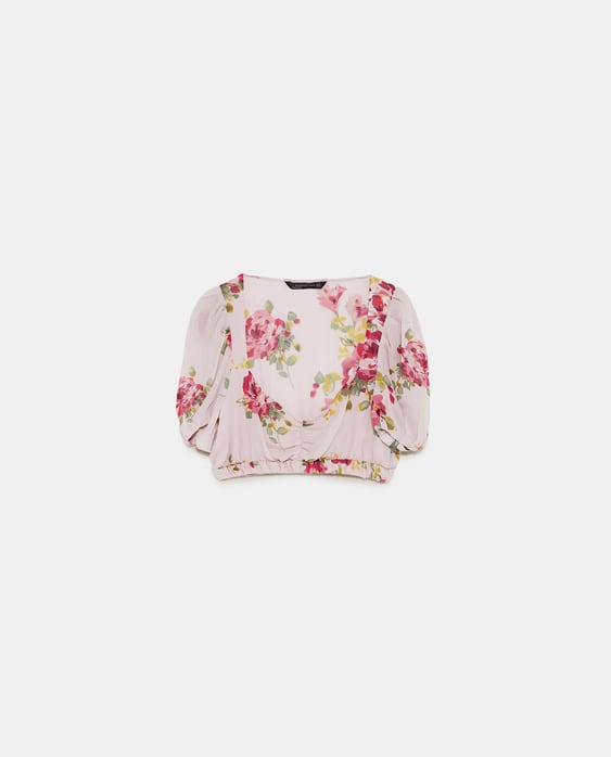 Image 8 of FLORAL PRINT CROP TOP from Zara
