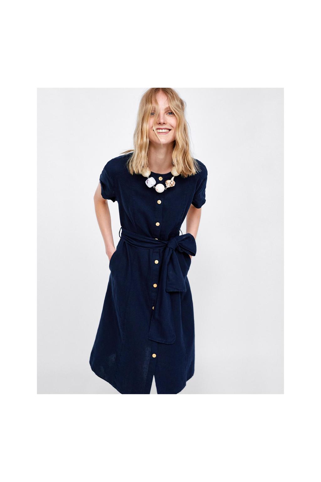 Image 2 of DRESS WITH BOW AND BUTTONS from Zara