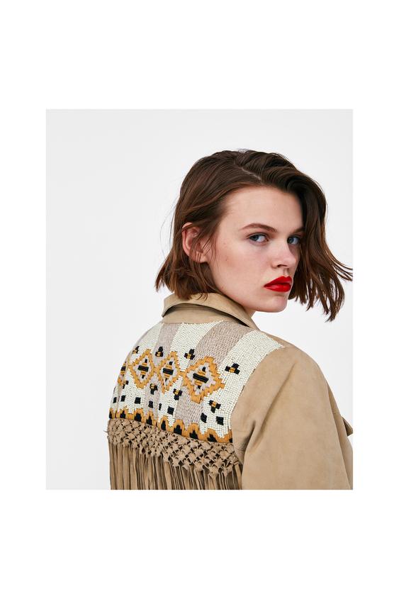 Image 3 of FAUX SUEDE JACKET WITH FRINGING from Zara