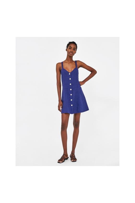 Image 1 of STRAPPY LINEN DRESS from Zara
