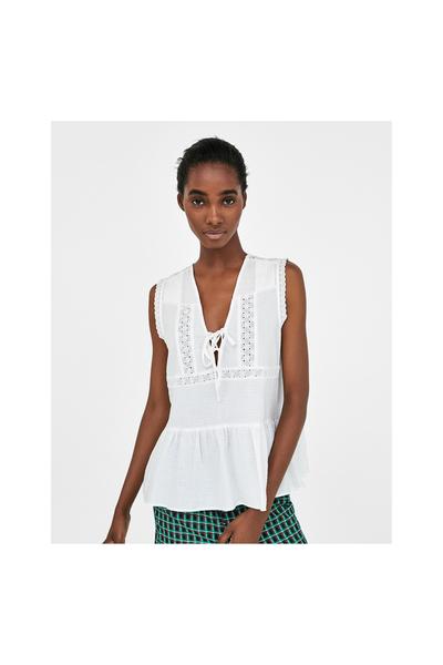 ZdjÄcie 2 TOP Z HAFTEM I FALBANKAMI z Zara