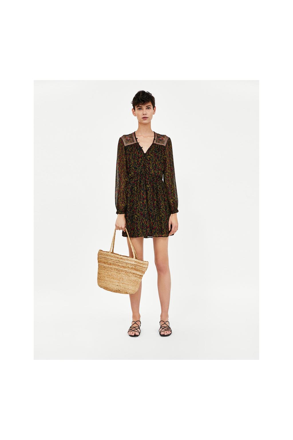Dress With Embroidered Shoulders New In Woman Zara United Kingdom Image 1 Of Dress With Embroidered Shoulders From Zara